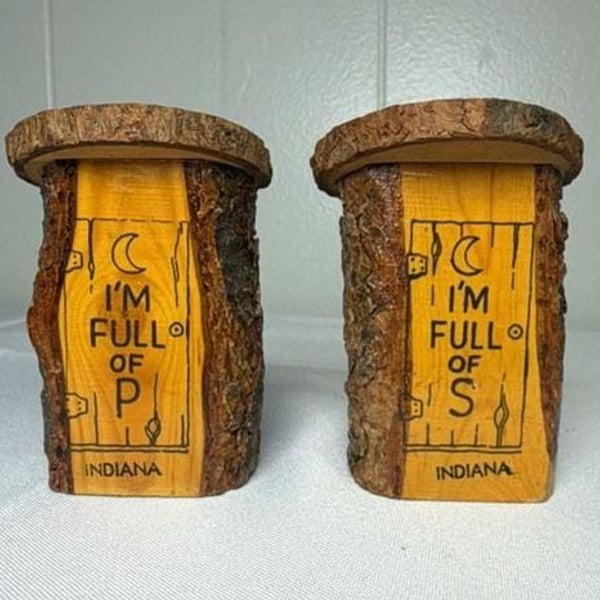 Vintage Wooden Outhouse Salt and Pepper Shakers I'm Full of P and S Indiana