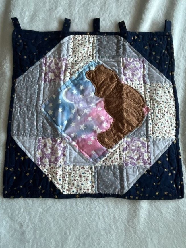 Wild Goose Chase Quilt Lonely Teddy Bear 18 in Square 1