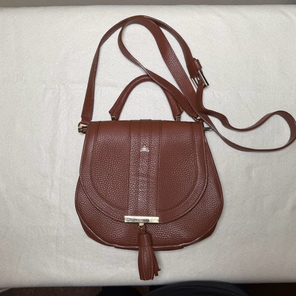 DeMellier Brown Leather Tassel Saddle Bag