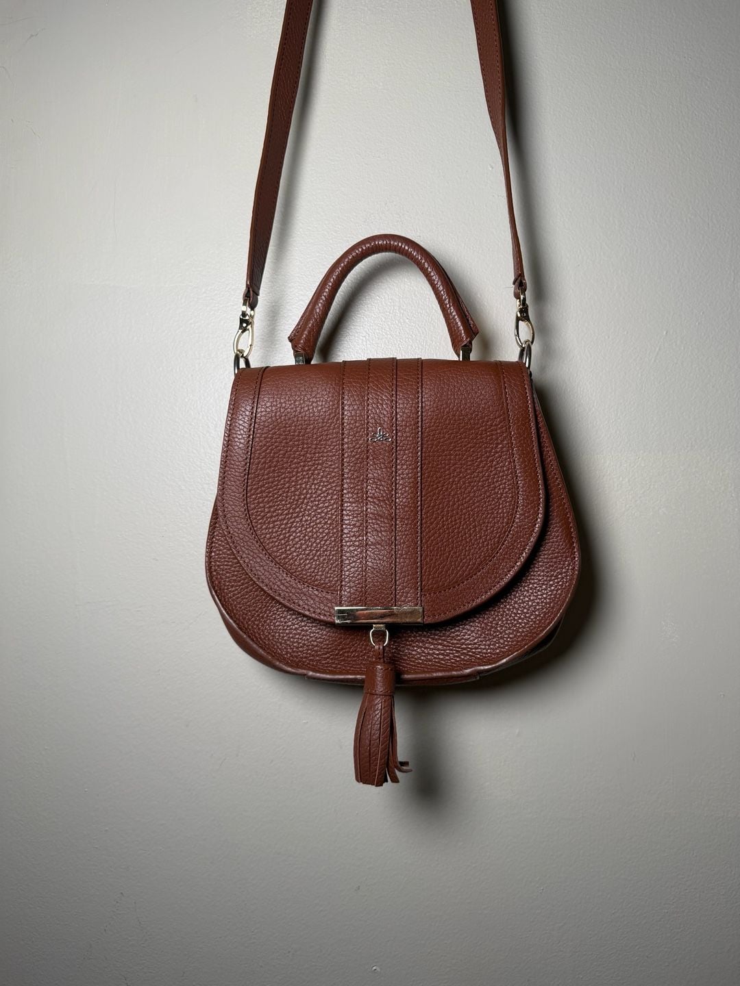 DeMellier Brown Leather Tassel Saddle Bag 3