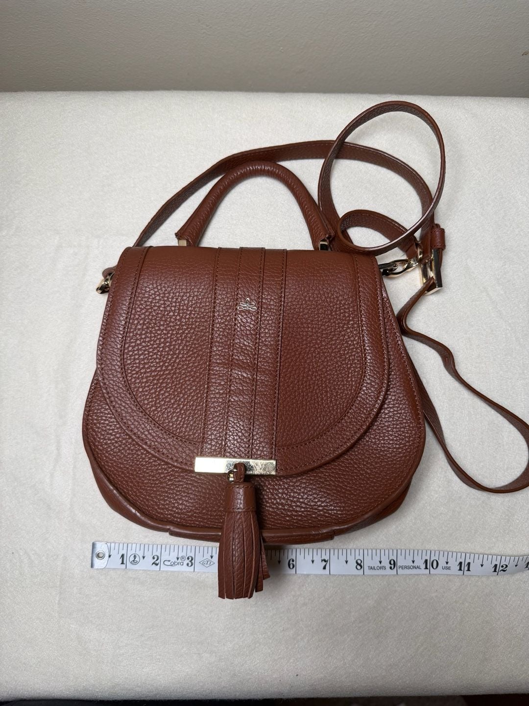 DeMellier Brown Leather Tassel Saddle Bag 6
