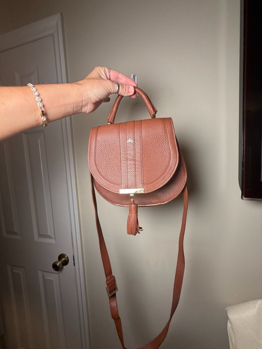 DeMellier Brown Leather Tassel Saddle Bag 7