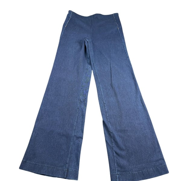 Lysse Wide Leg Pants Size M Dark Wash Stretch Denim Pull-On JS-40