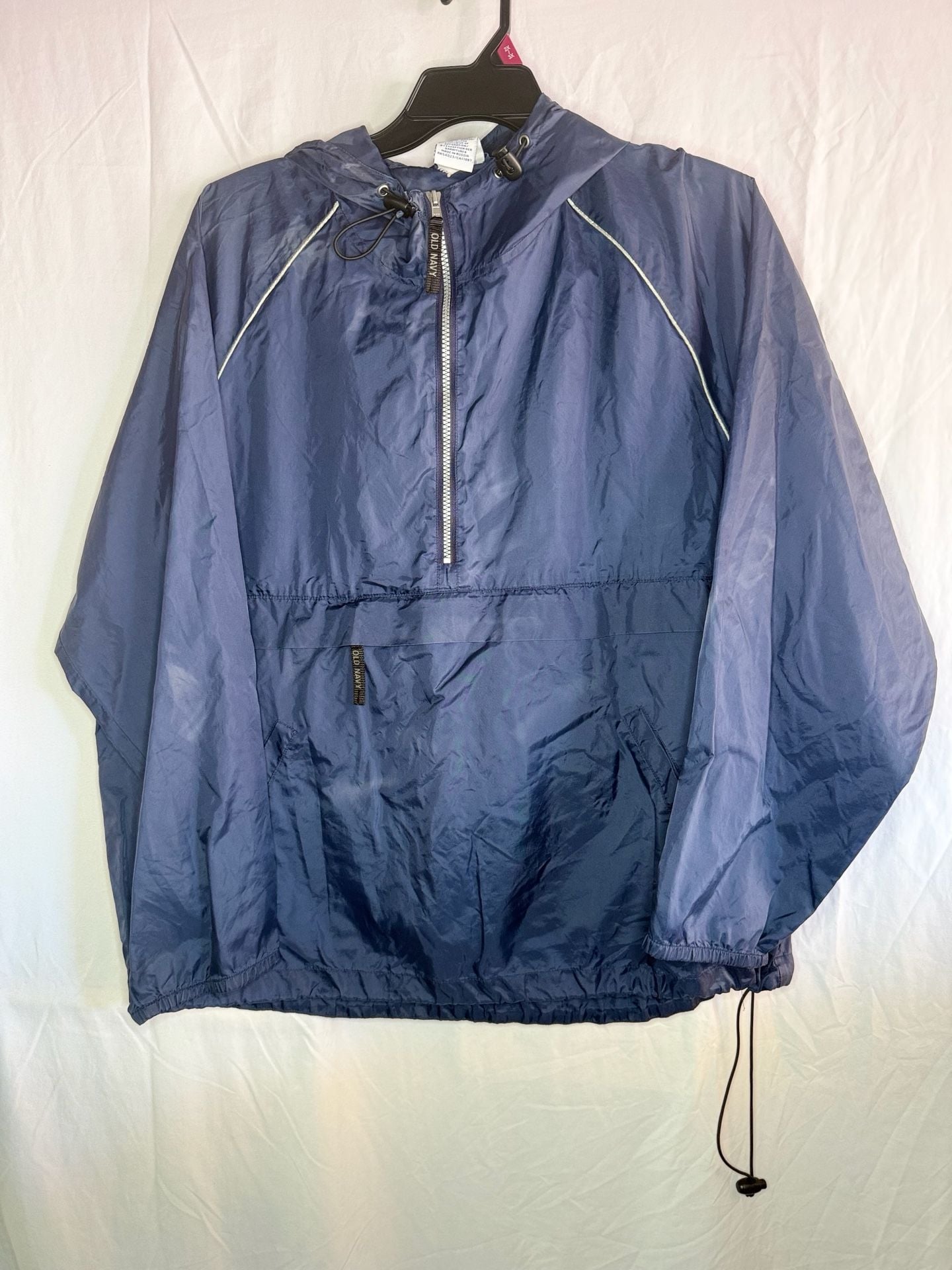 Old Navy Windbreaker Jacket Size L Blue Quarter Zip Hooded Pullover 2