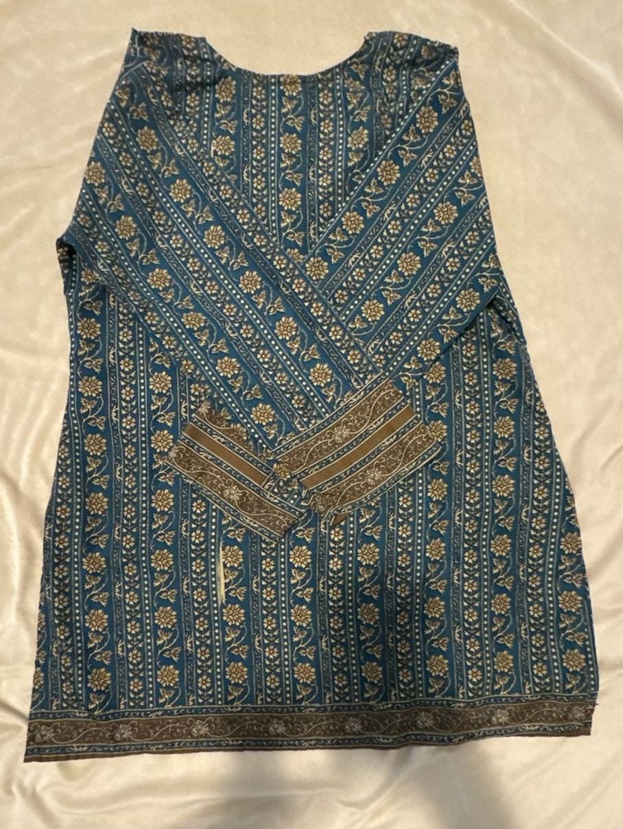 Unbranded Ethnic Kurti Size M Blue Floral Print Cotton Tunic 4