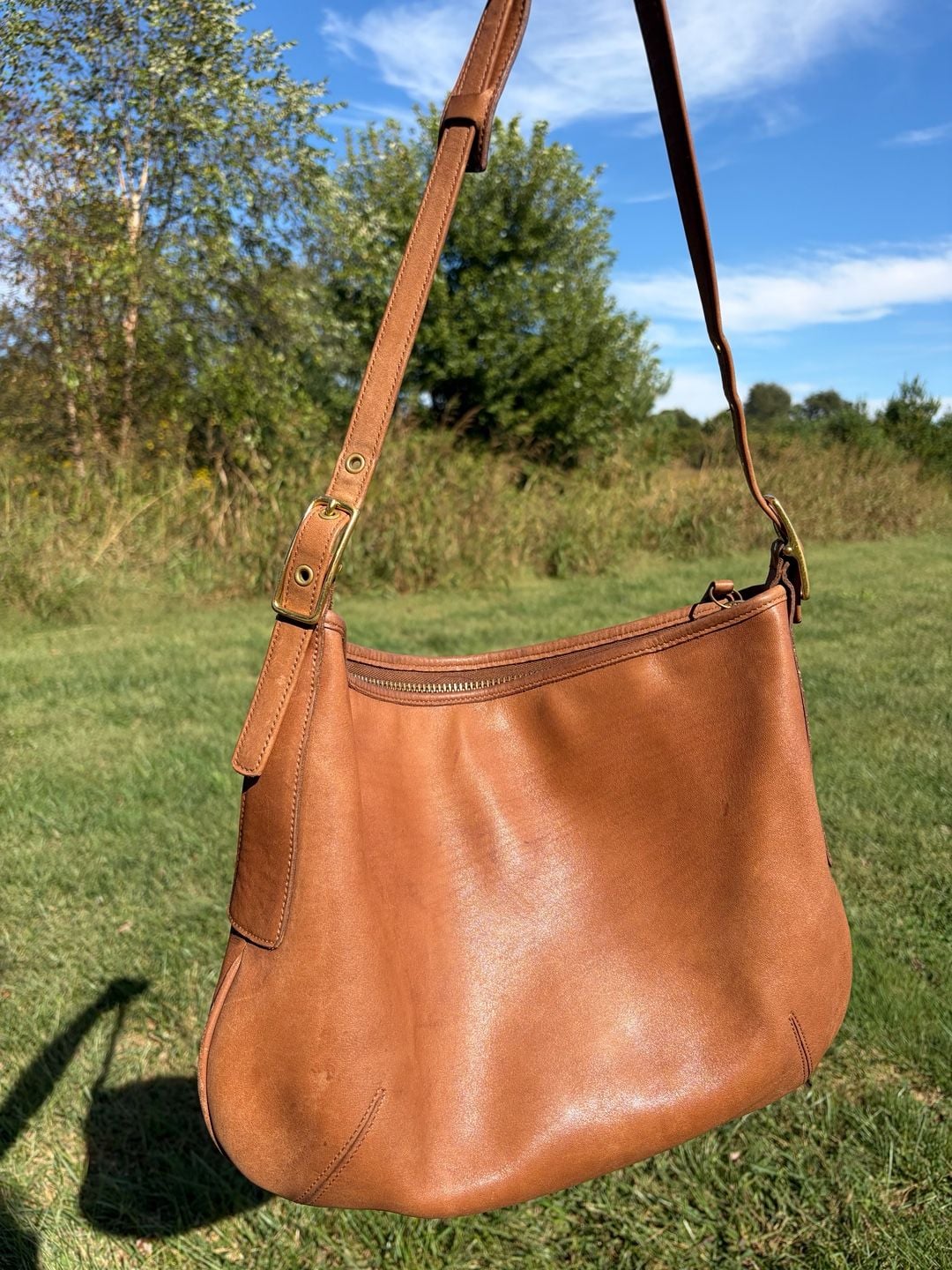 Vintage Coach Leather Hobo Shoulder Bag Brown Tan 4