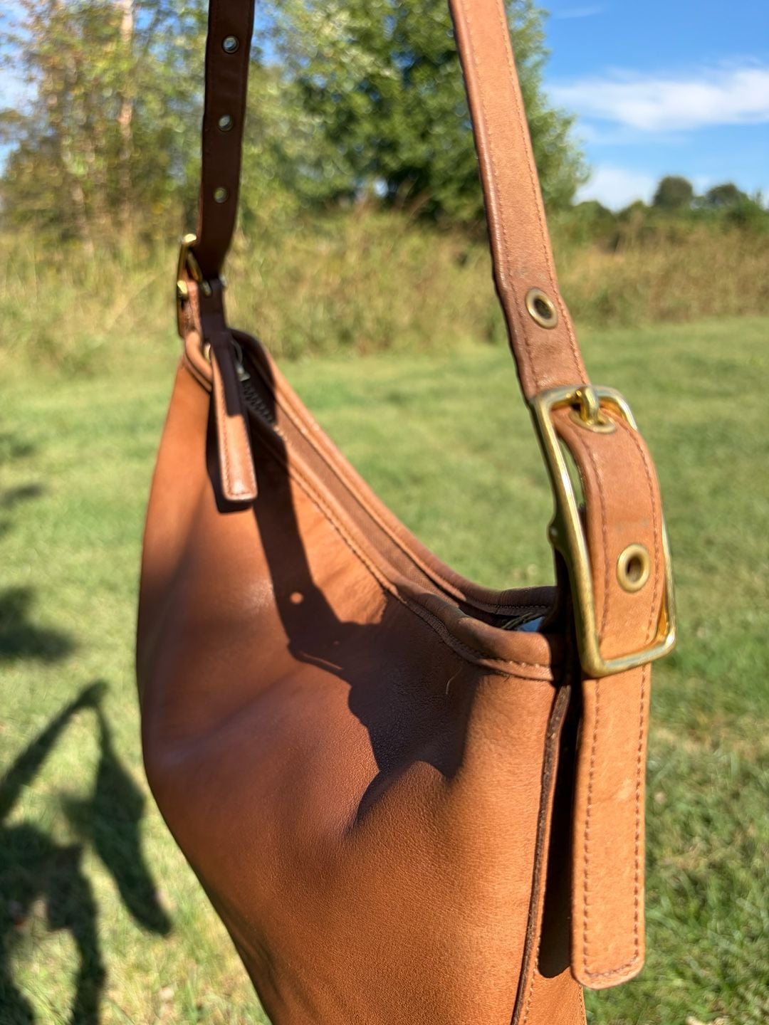 Vintage Coach Leather Hobo Shoulder Bag Brown Tan 7