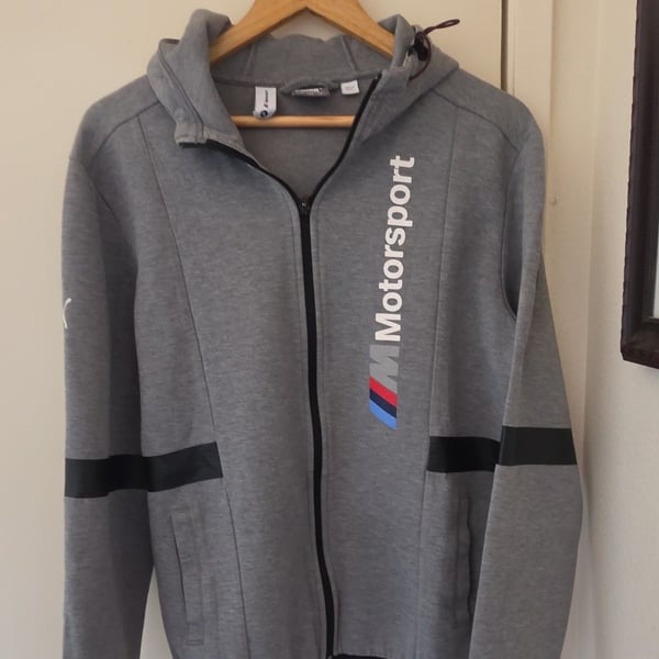 Puma BMW M Motorsport Hoodie Size M Gray Full Zip Jacket