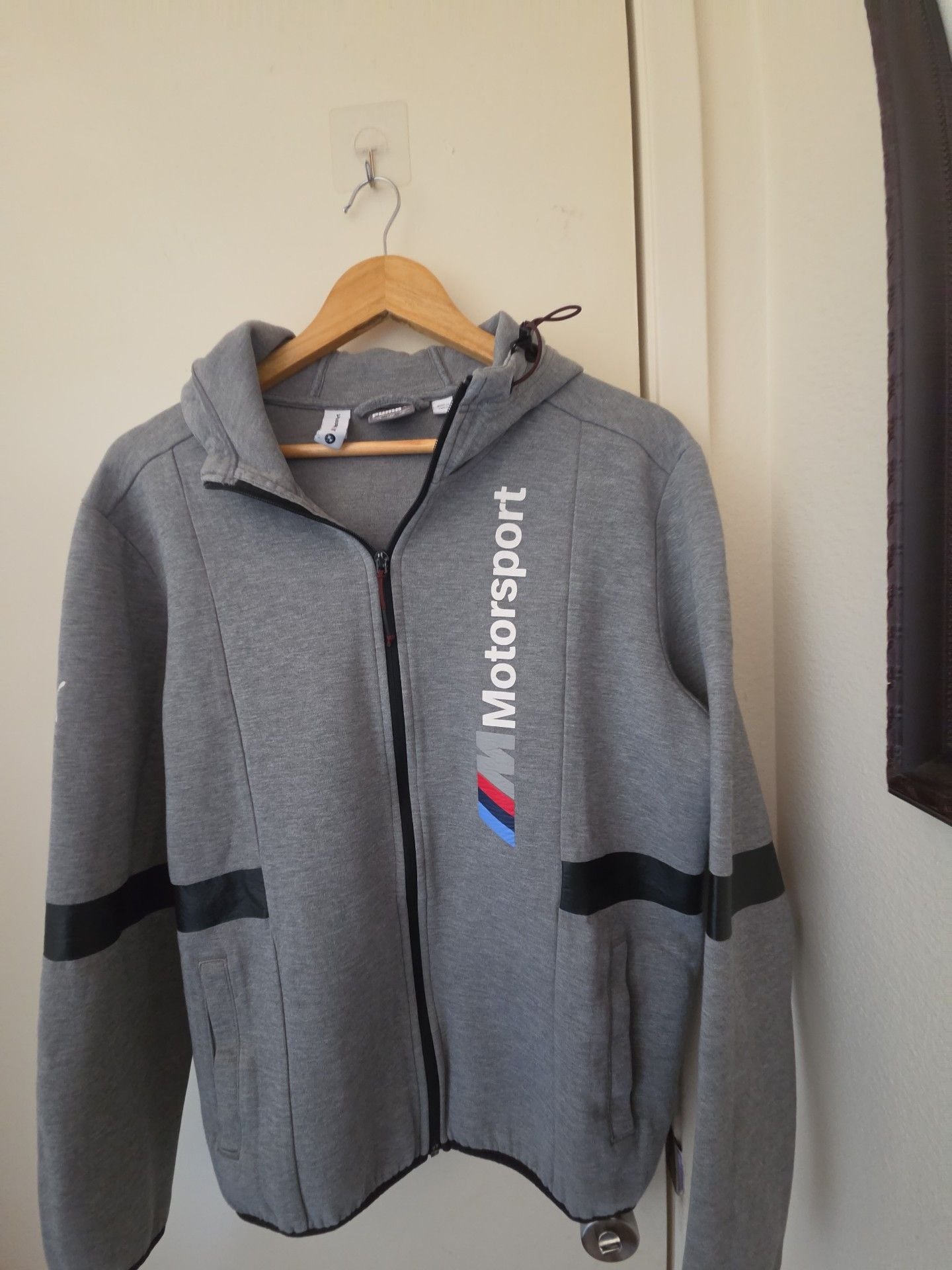 Puma BMW M Motorsport Hoodie Size M Gray Full Zip Jacket 6