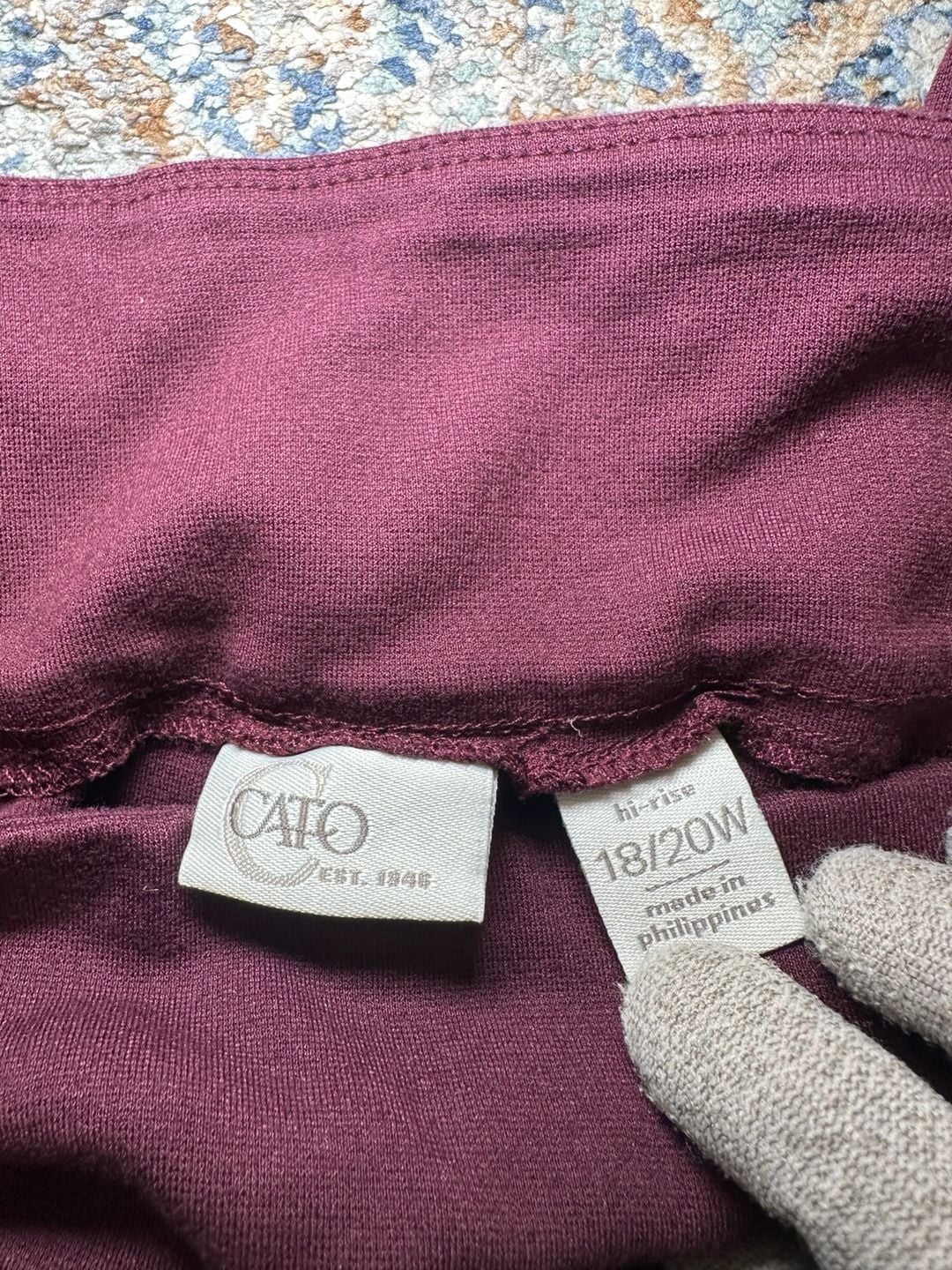 Cato Hi-Rise Pants Size 18/20W Burgundy Casual Stretch Pockets 2