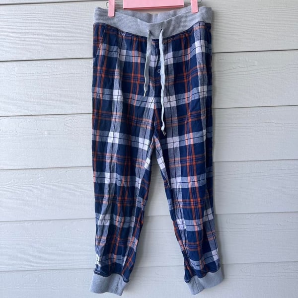 Aerie Flannel Jogger Pajama Pants Size M Blue Plaid
