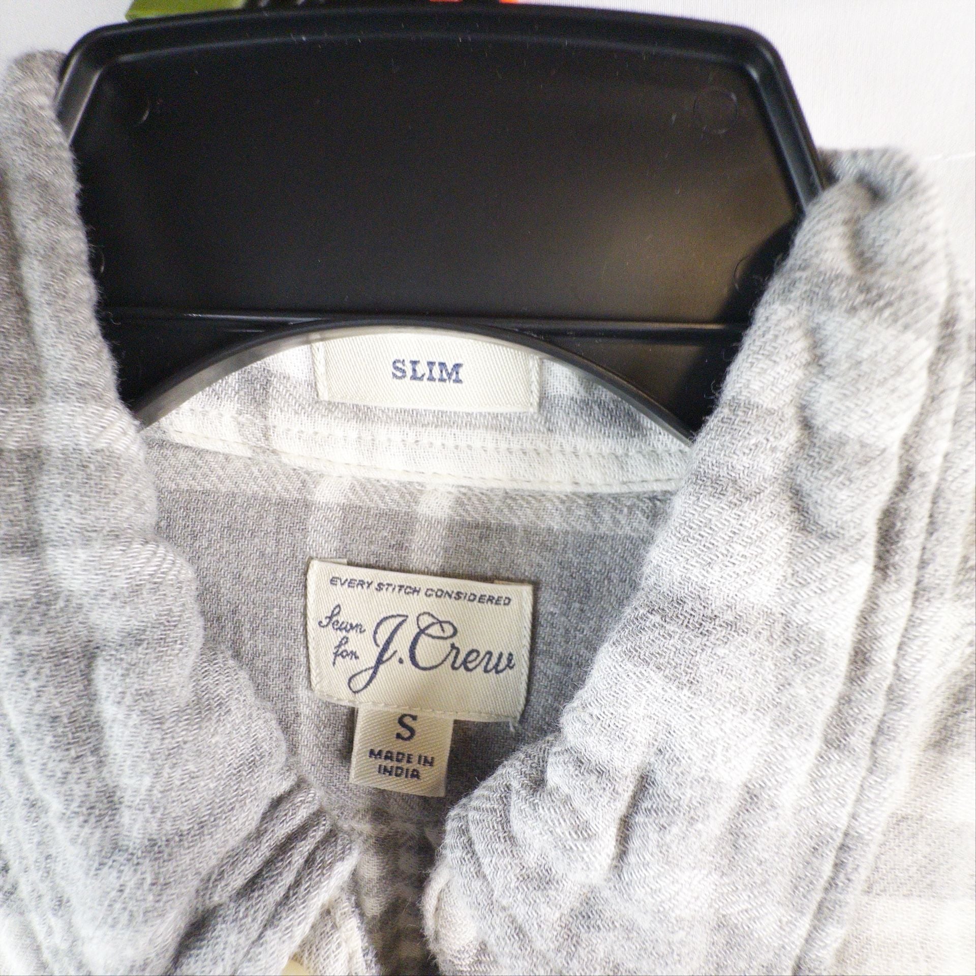 J. Crew Slim Plaid Shirt Size S Gray White Long Sleeve Button Down 4