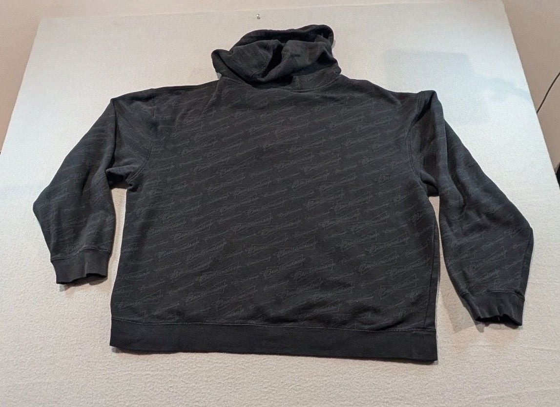 Budweiser Hoodie Size Large Black All Over Print Spellout Vintage 2008 7