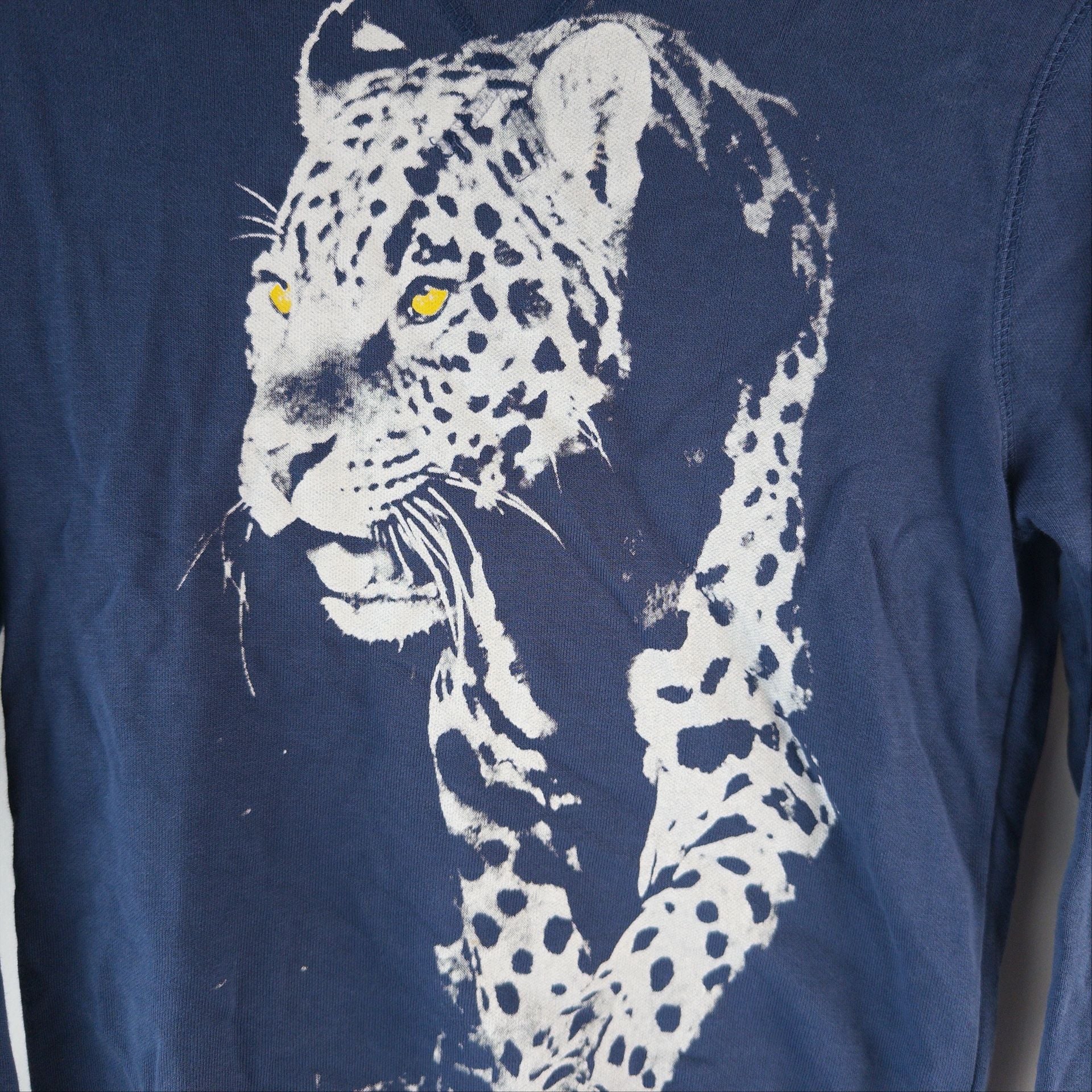 Zara Boys Sweatshirt Size 11/12 Blue Leopard Graphic Crewneck Pullover 3