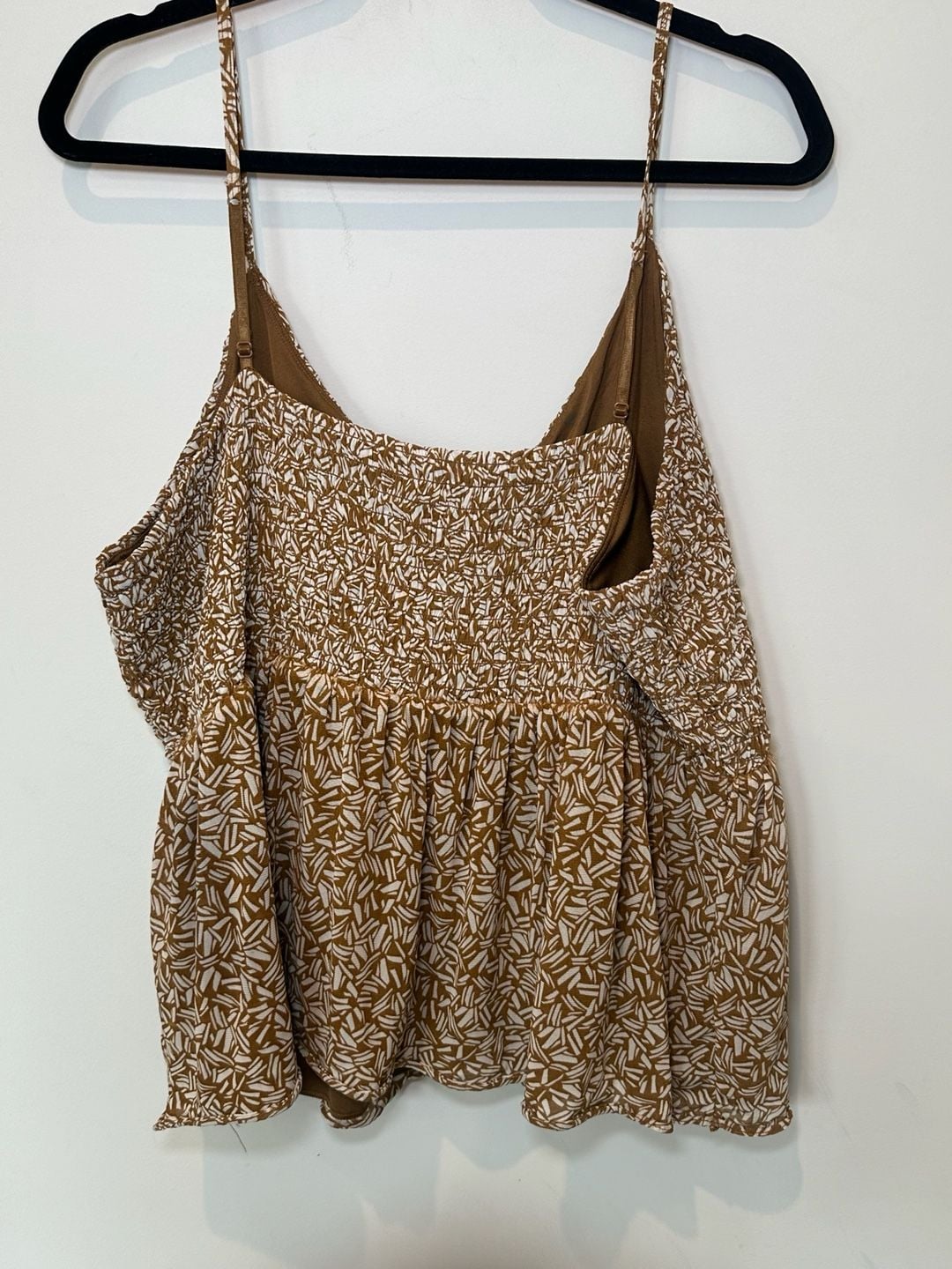 Old Navy V-Neck Mesh Babydoll Cami Size XXL Brown Print Swing Top 6