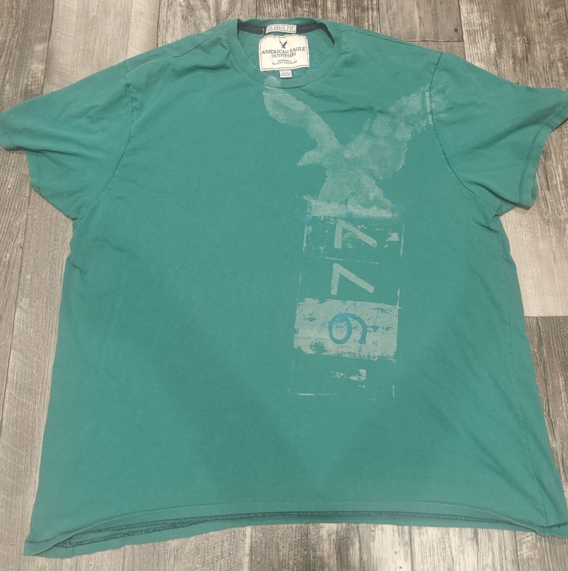 American Eagle Graphic T-Shirt Size XXL Teal 1977 Eagle Logo Classic Fit 2