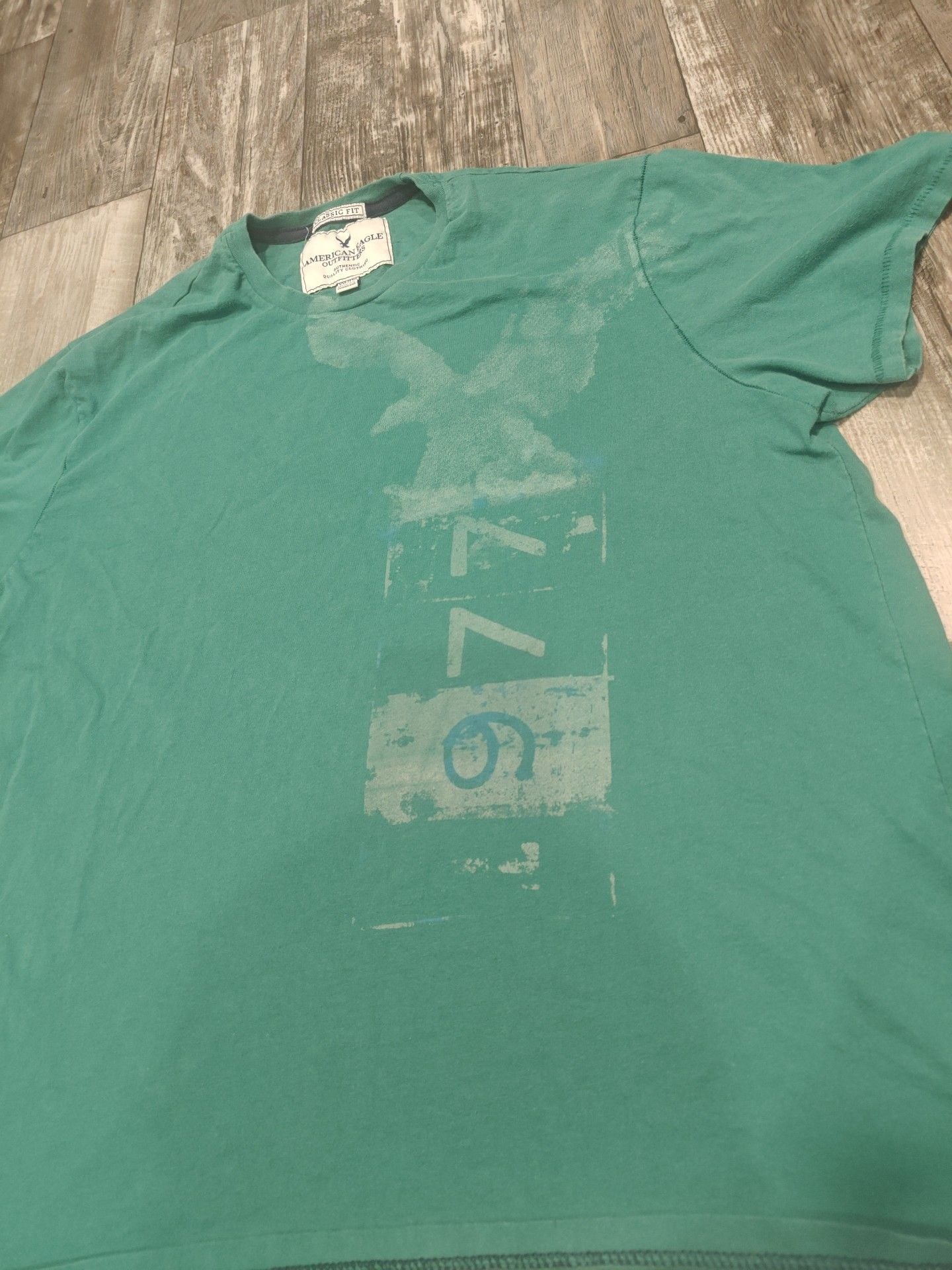 American Eagle Graphic T-Shirt Size XXL Teal 1977 Eagle Logo Classic Fit 3