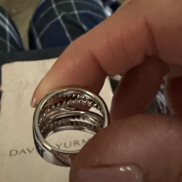 David Yurman Sterling Silver Gold Cable Multi-Row Ring