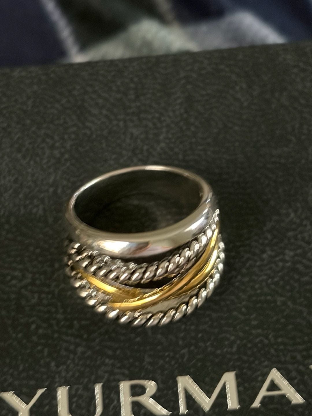 David Yurman Sterling Silver Gold Cable Multi-Row Ring 7