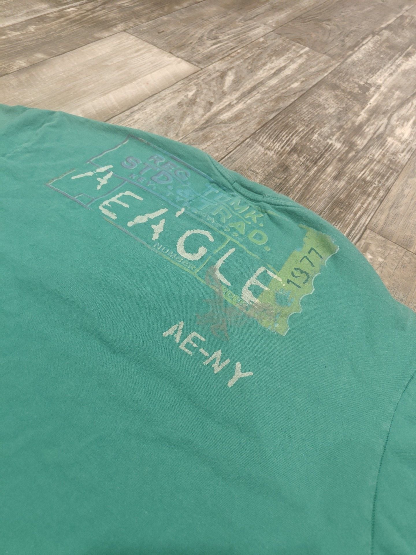 American Eagle Graphic T-Shirt Size XXL Teal 1977 Eagle Logo Classic Fit 5