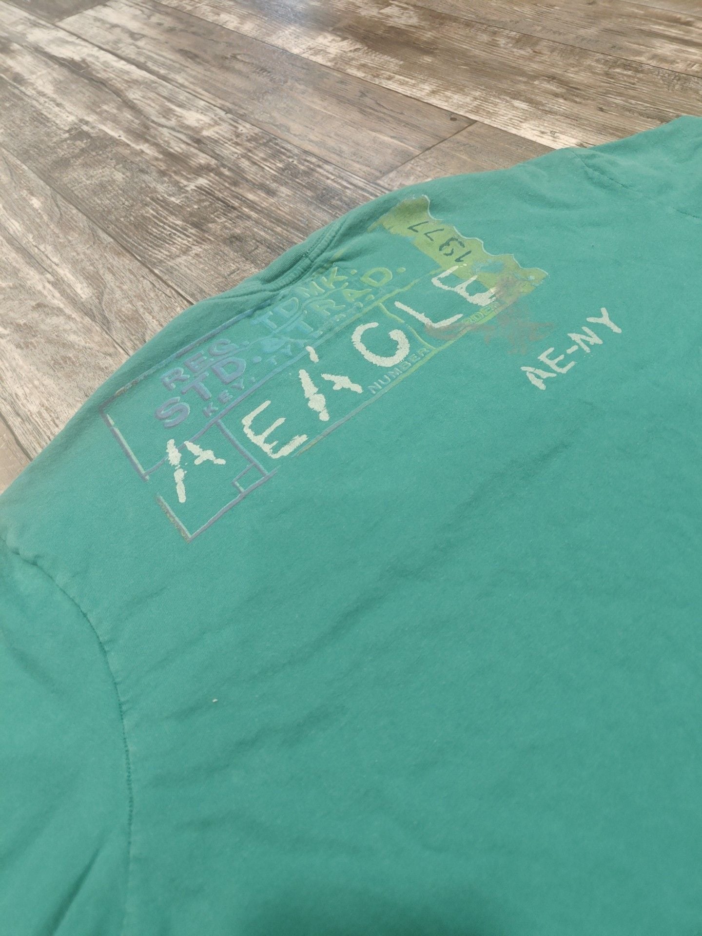 American Eagle Graphic T-Shirt Size XXL Teal 1977 Eagle Logo Classic Fit 6
