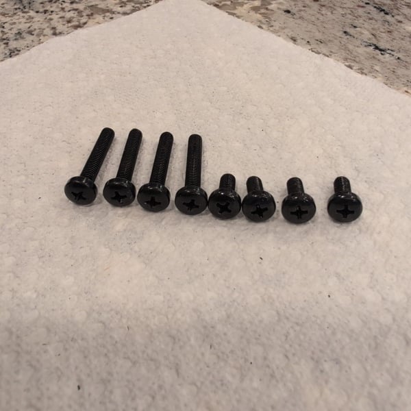 TV Stand Base Screws Black Phillips Machine Screws Set of 8
