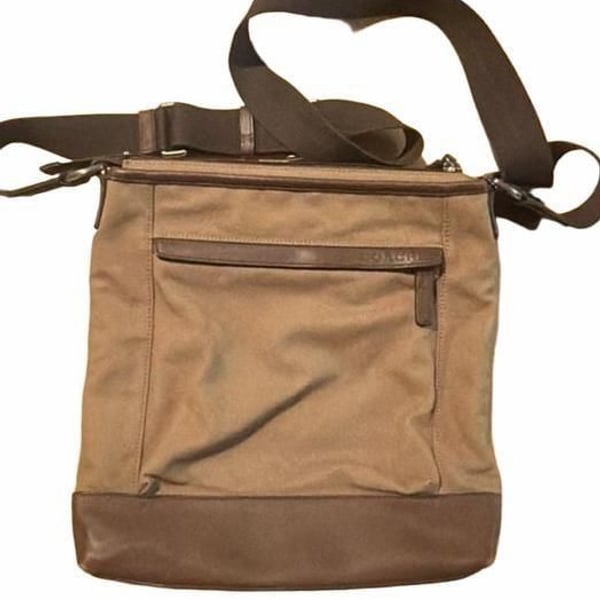 Coach Camden Canvas Zip Top Crossbody Messenger Bag Brown