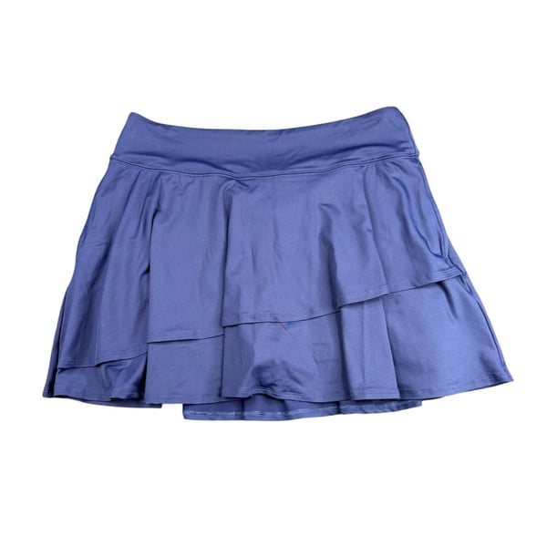 Lands' End Swim Skort Size M 10-12 Blue Tiered Ruffle Pull On Active JS-42