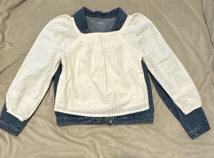 Girl size 7-10 lot of 6 items. Levi jacket, CK dress 3