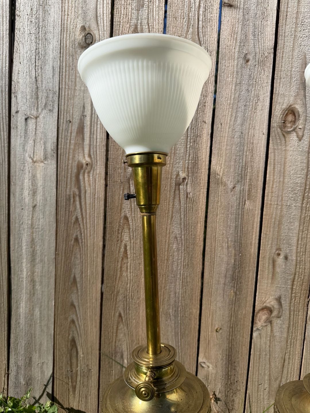 Rembrandt Brass Torchiere Table Lamp Milk Glass Pair 2