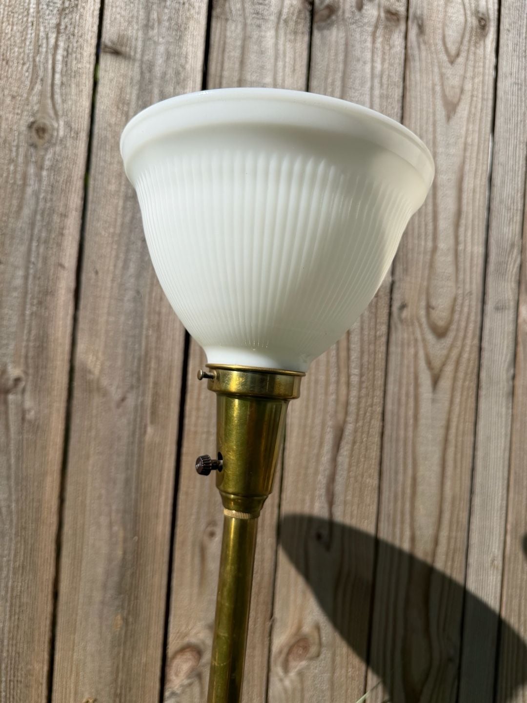 Rembrandt Brass Torchiere Table Lamp Milk Glass Pair 5