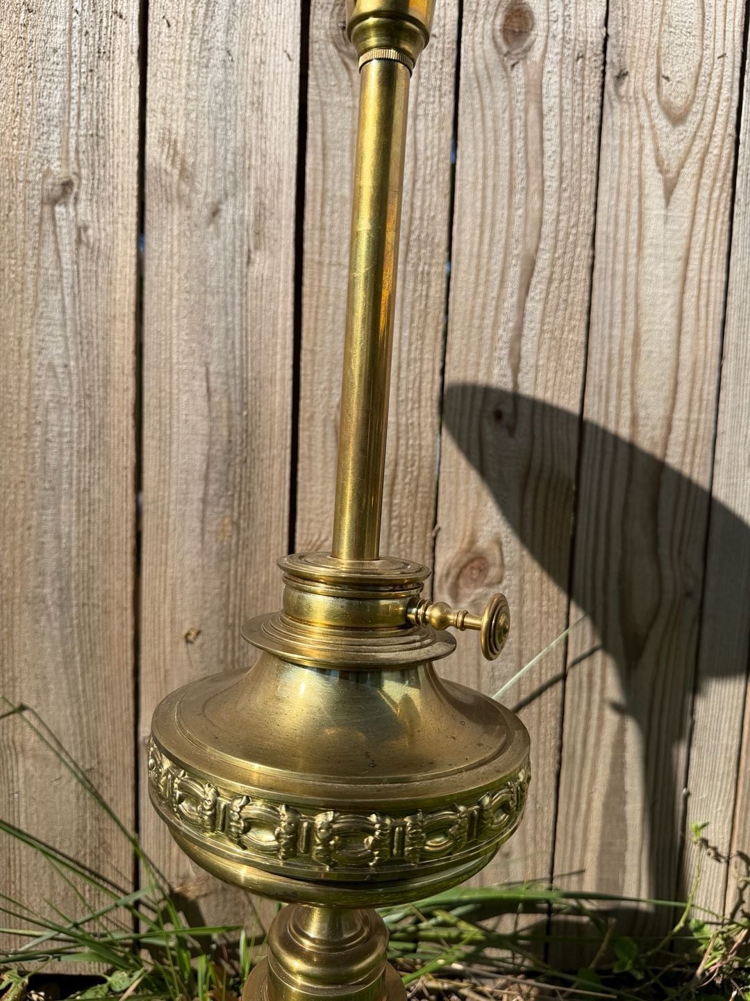 Rembrandt Brass Torchiere Table Lamp Milk Glass Pair 6