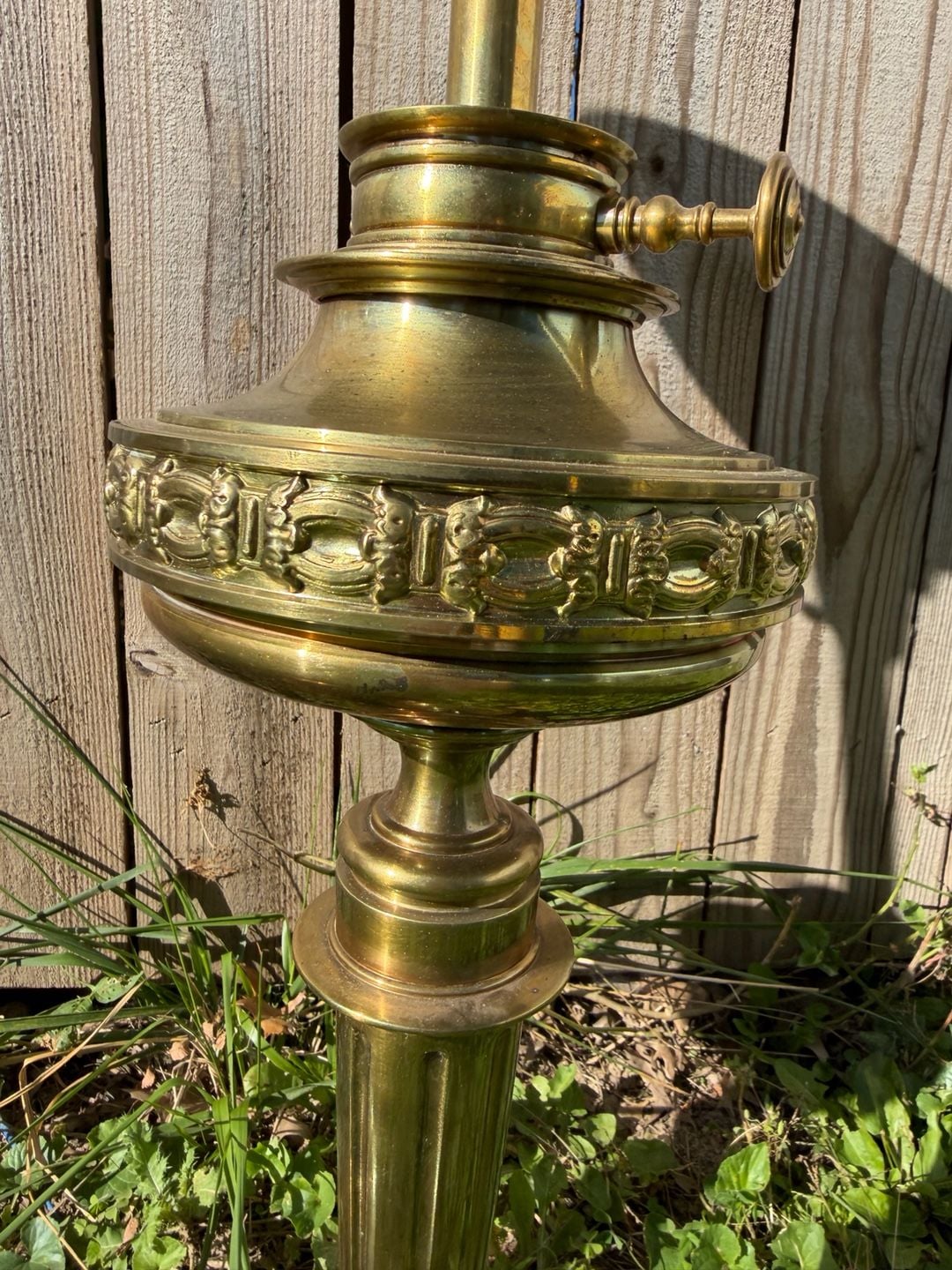 Rembrandt Brass Torchiere Table Lamp Milk Glass Pair 7