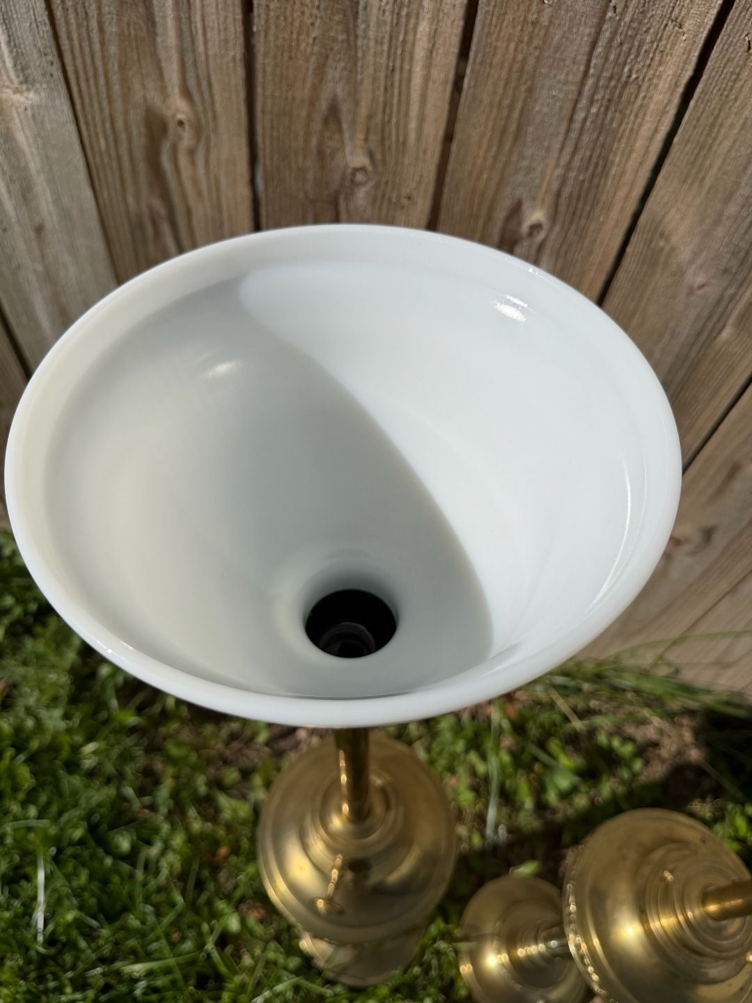 Rembrandt Brass Torchiere Table Lamp Milk Glass Pair 9