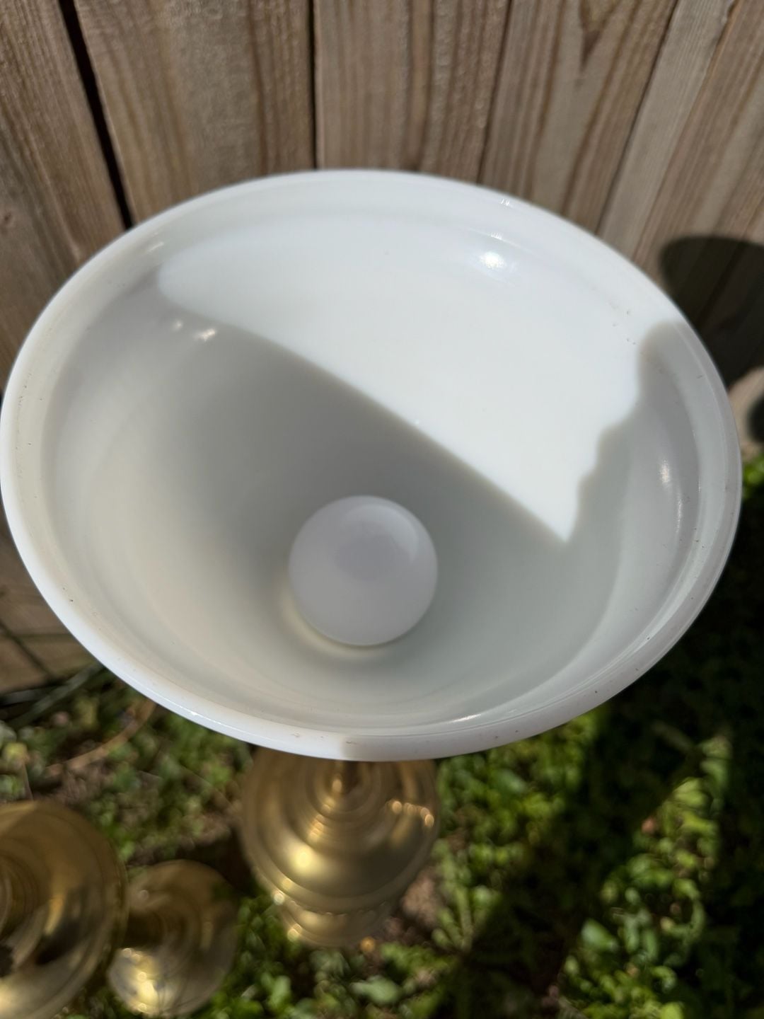 Rembrandt Brass Torchiere Table Lamp Milk Glass Pair 10
