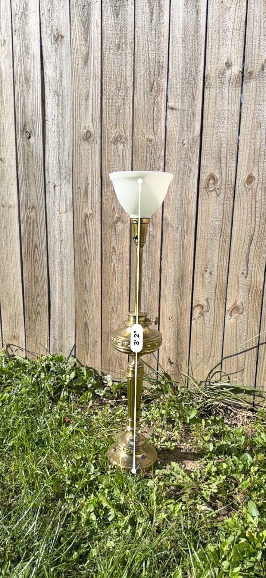 Rembrandt Brass Torchiere Table Lamp Milk Glass Pair 14