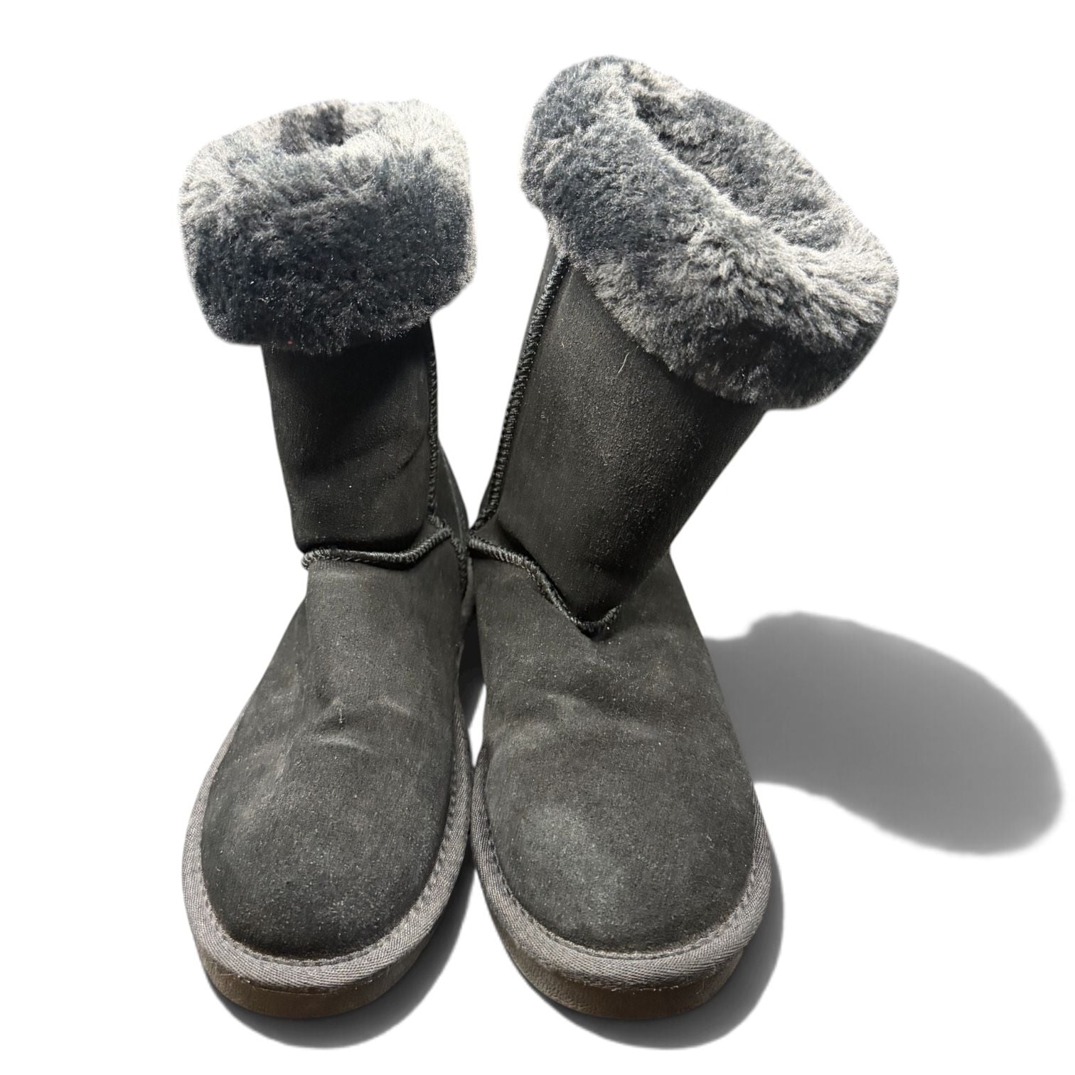 Koolaburra by UGG Barlee Suede Tall Winter Boots Black Fur Cuffed 3