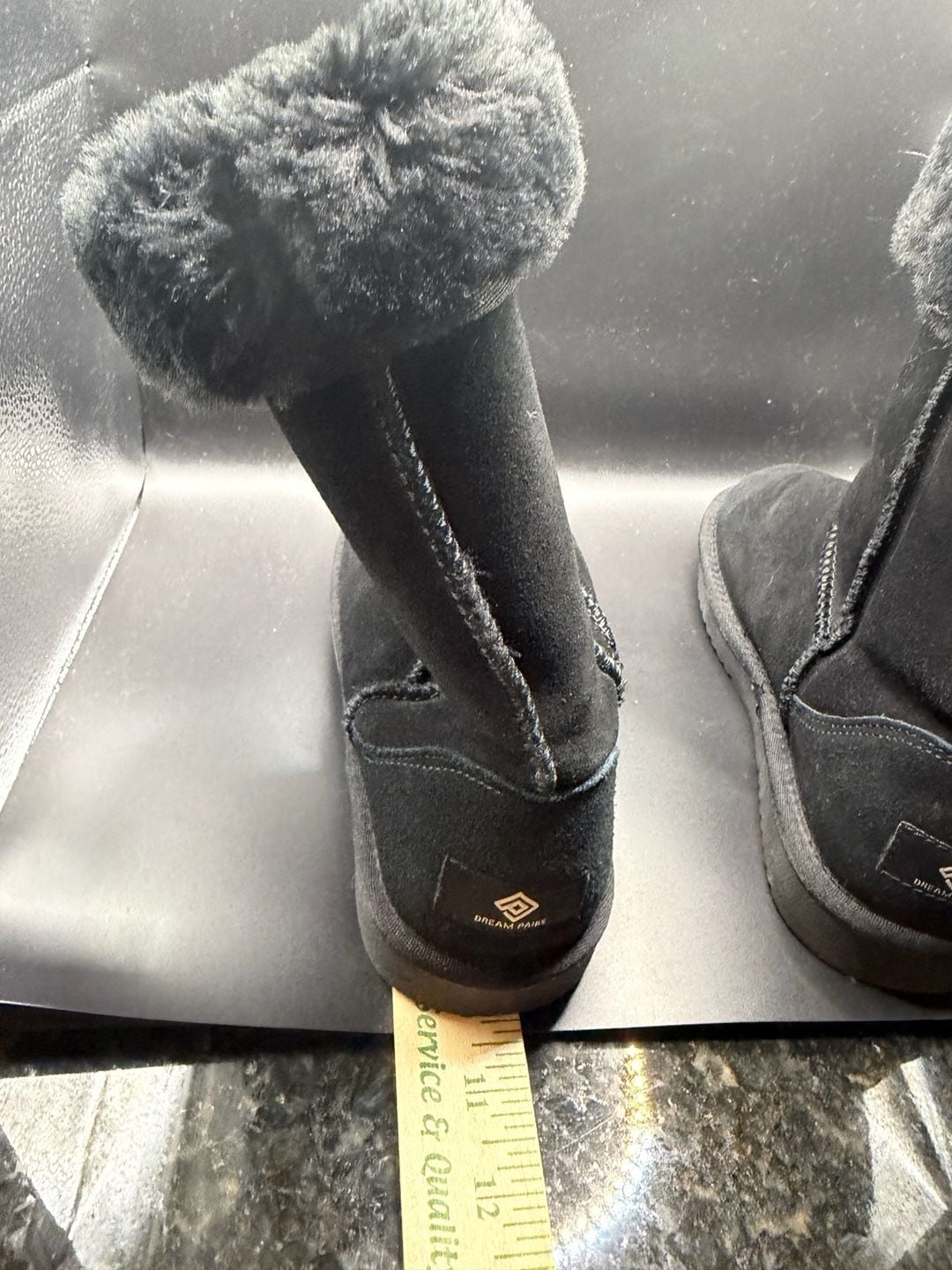 Koolaburra by UGG Barlee Suede Tall Winter Boots Black Fur Cuffed 10