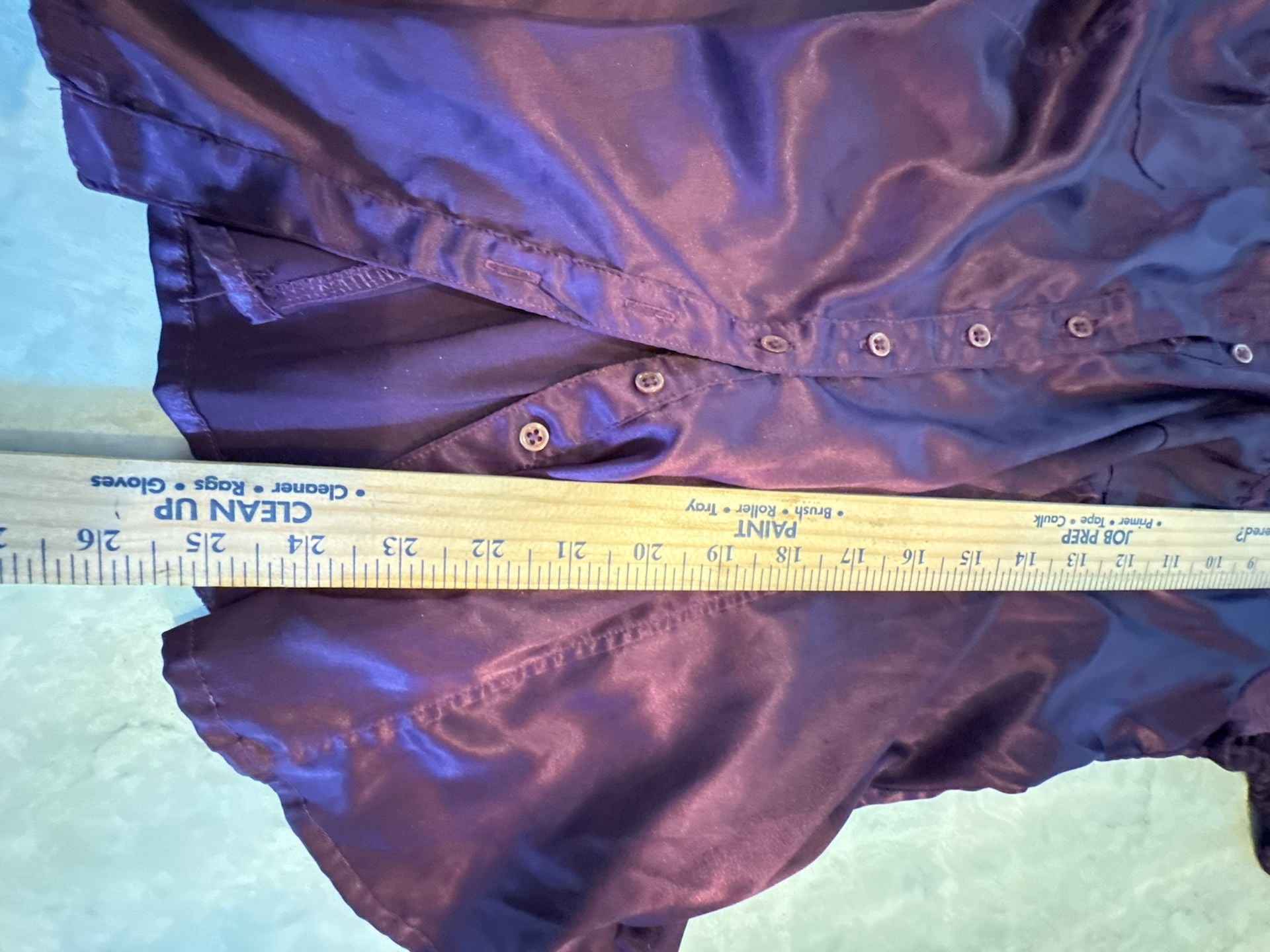 Zara Basic Button Up Shirt Size Large Purple Satin Short Sleeve 8