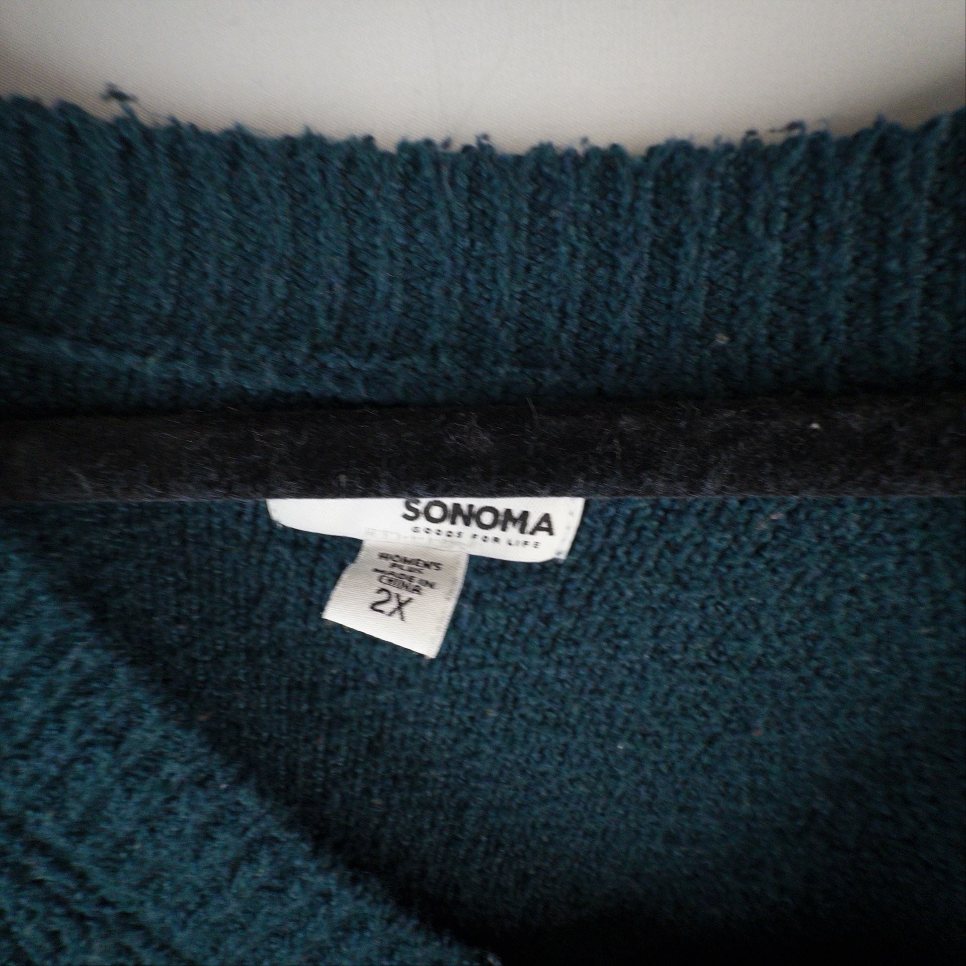 Sonoma V-Neck Ribbed Pullover Sweater Size 2X Dark Teal Green 3