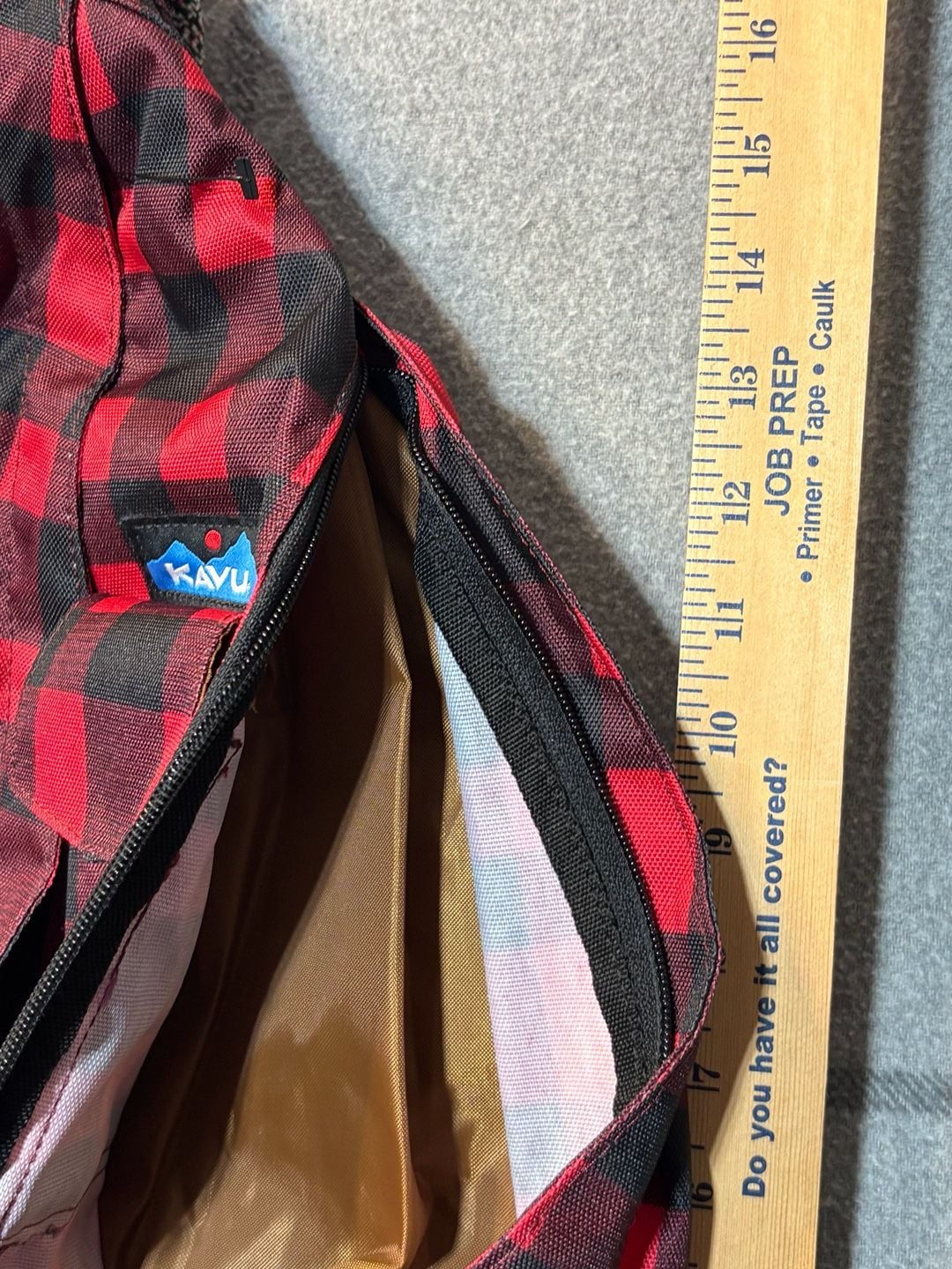 Kavu Rope Bag Red Black Buffalo Plaid Sling Backpack 5