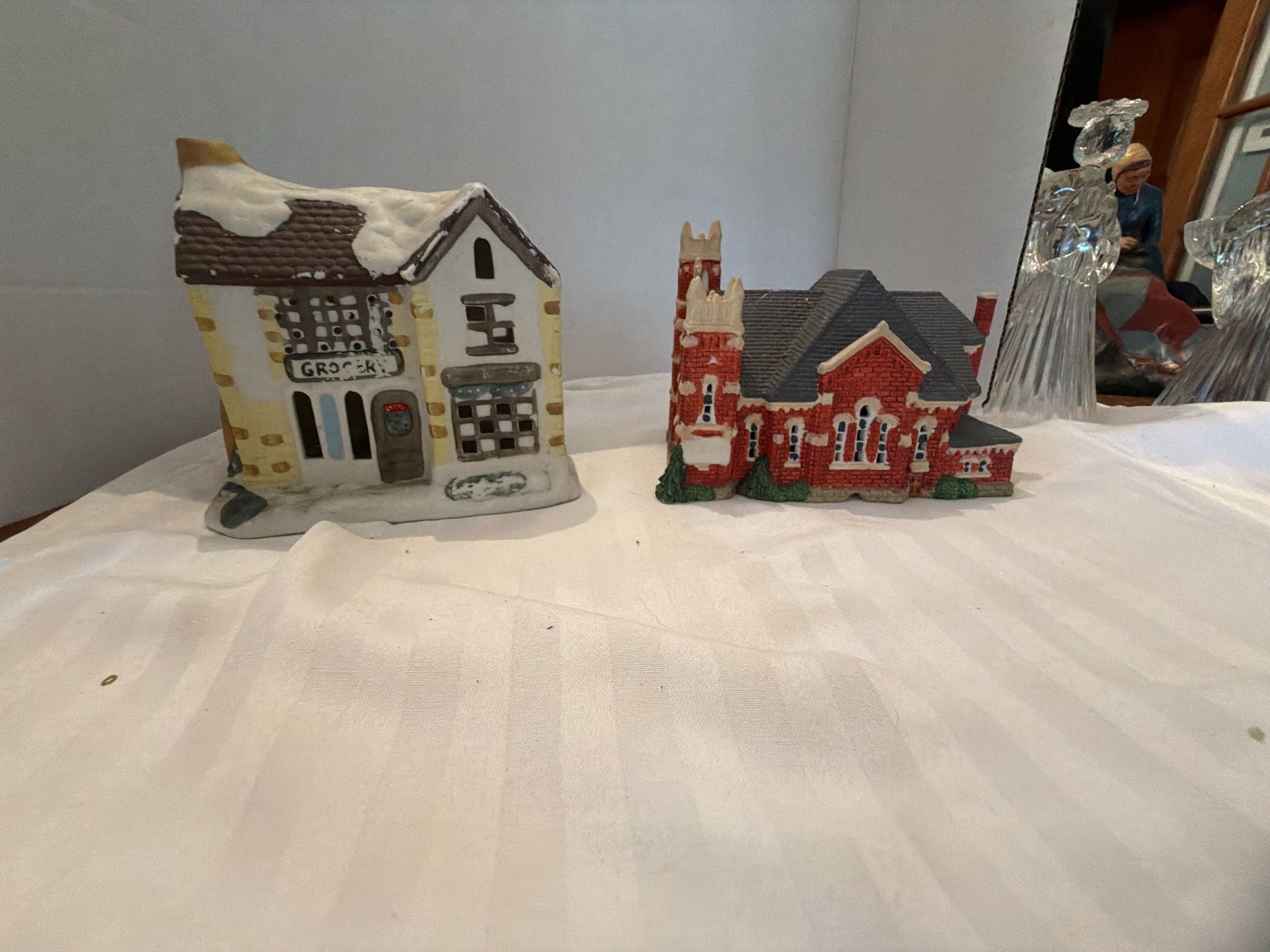 Summit Collection Ceramic Christmas Village Grocery And Church 1