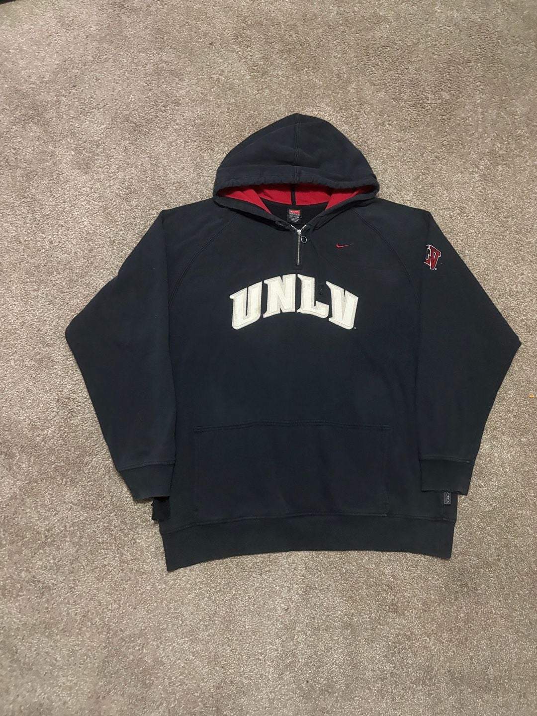 Early 2000s Nike Team High Quality UNLV Quarter Zip Hoodie Size XL Black College Apparel 2