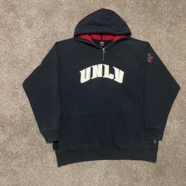 Early 2000s Nike Team High Quality UNLV Quarter Zip Hoodie Size XL Black College Apparel