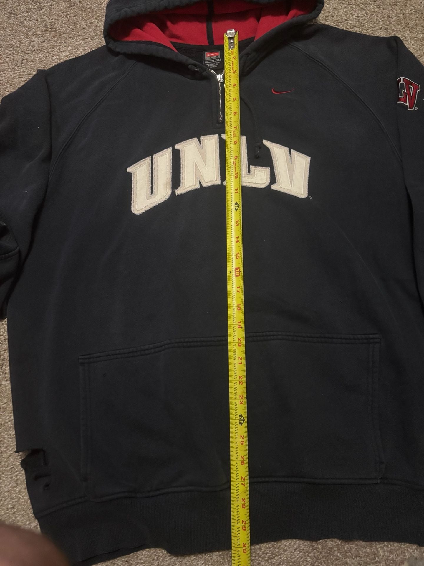 Early 2000s Nike Team High Quality UNLV Quarter Zip Hoodie Size XL Black College Apparel 3