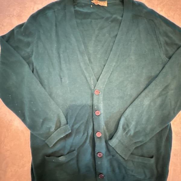 Pringle Cardigan Sweater Green Wool Made In Scotland pure cashmere L