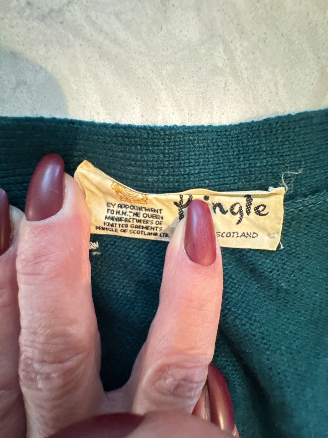 Pringle Cardigan Sweater Green Wool Made In Scotland pure cashmere L 5
