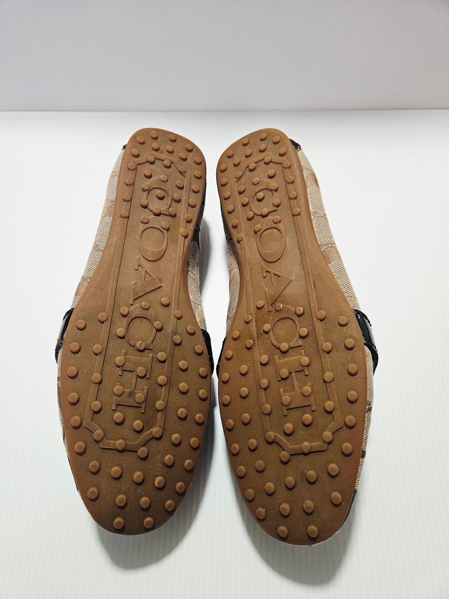 Coach Felisha Signature Loafer Flats Sz 8.5B Brown Jacquard Patent Leather A2134 11