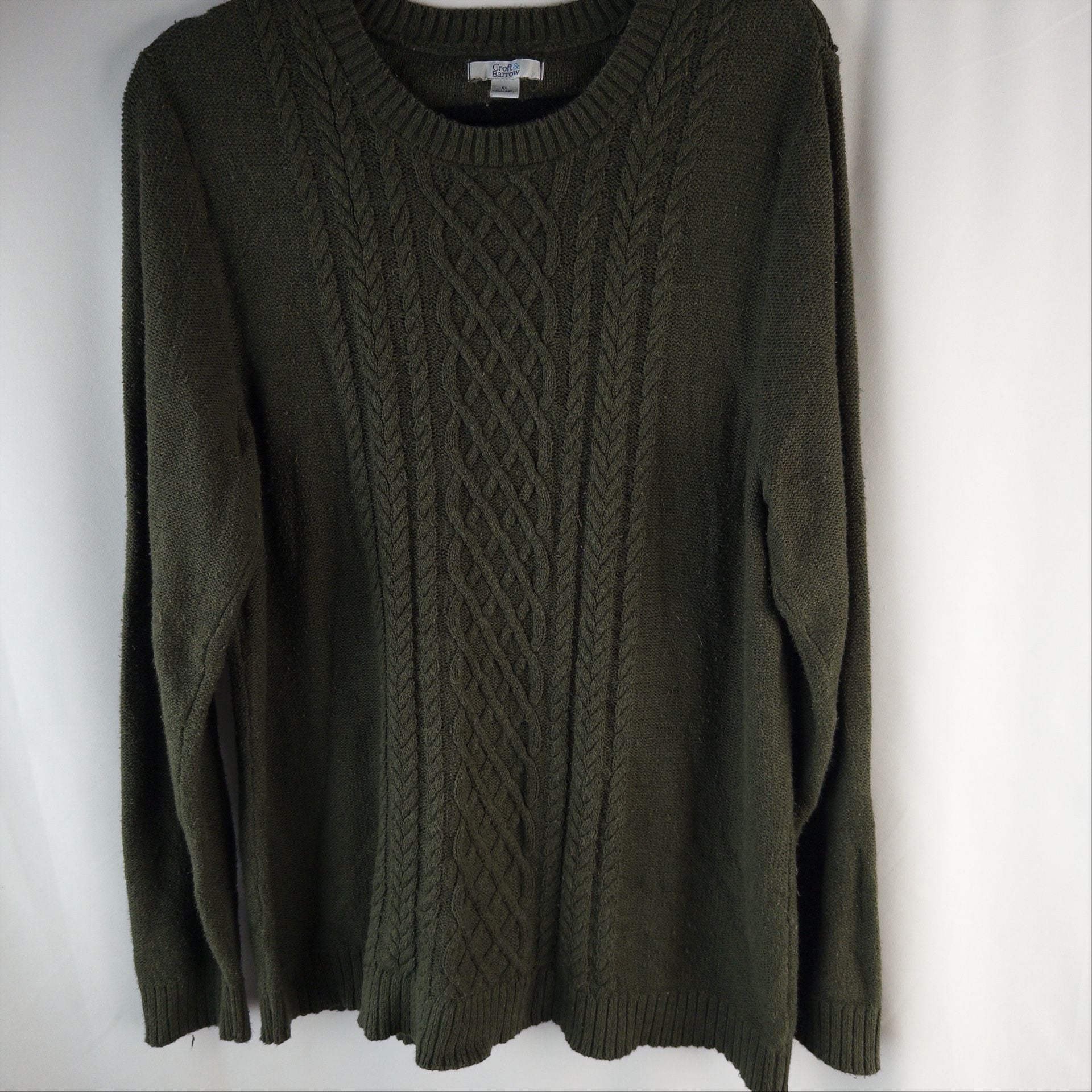 Croft & Barrow Cable Knit Sweater Size XL Green 2