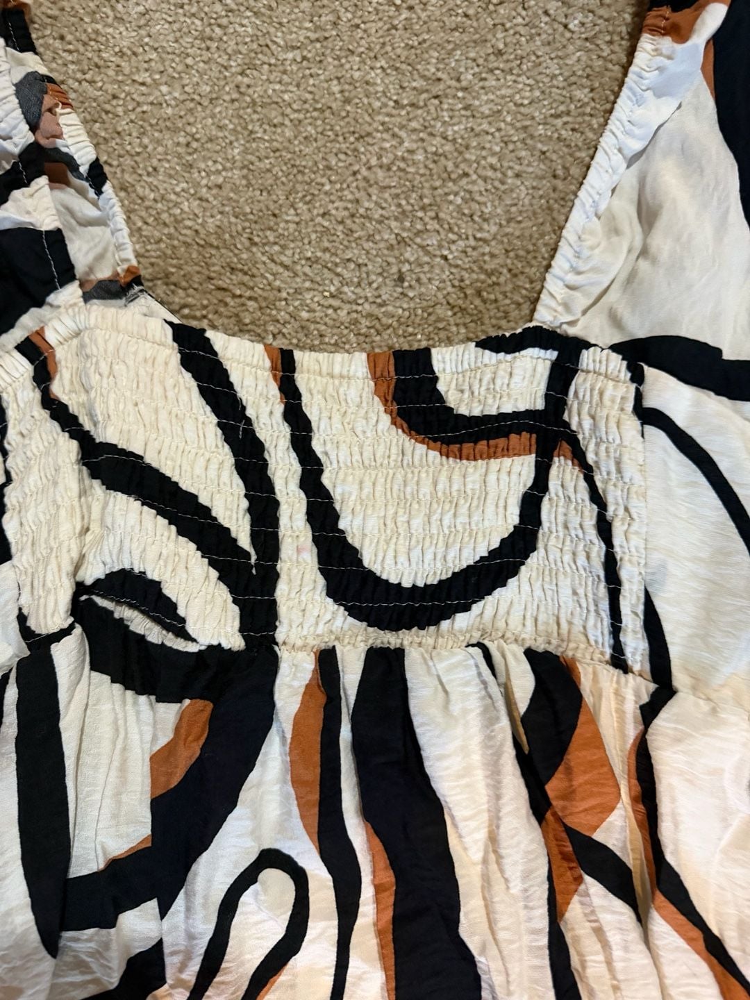 Nine West Babydoll Mini Dress Size L Abstract Print Puff Sleeve 6